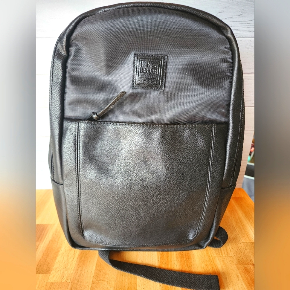 Men's Black Backpack, Ike Behar, Leather Backpack